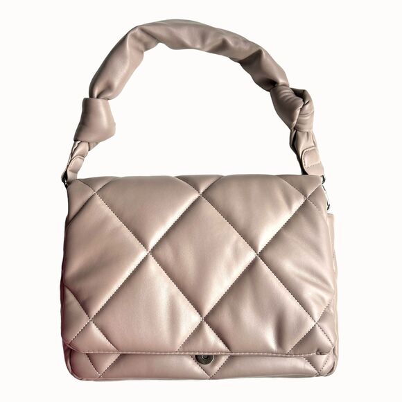 Sondra Roberts faux leather quilted flap bag taupe - Picture 4 of 8